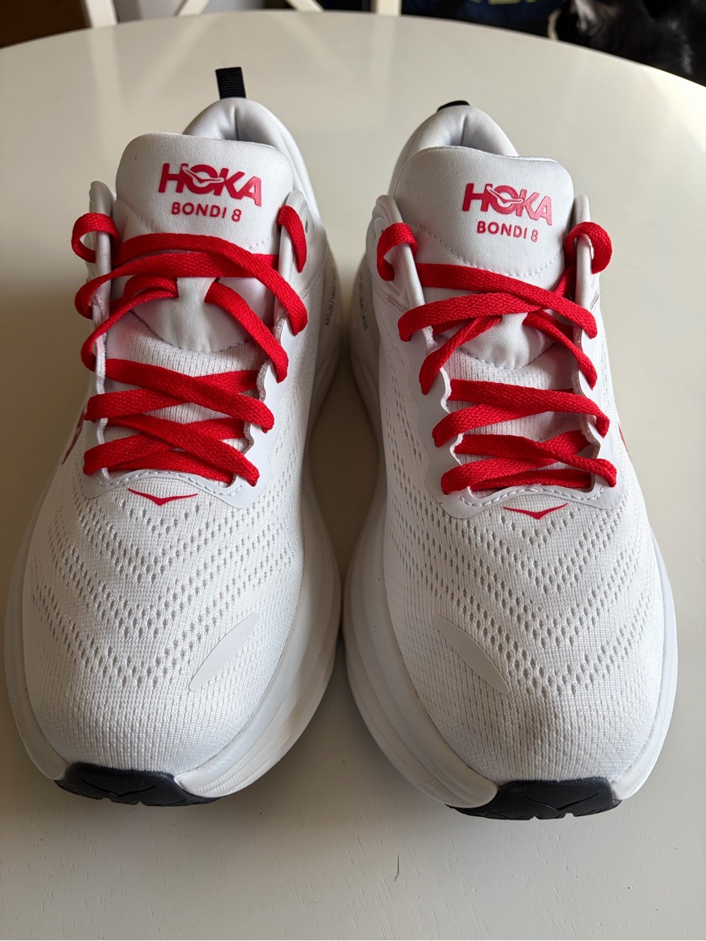 Hoka Bondi 8 White with Red Logo - Picture 2 of 9